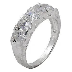 "Romantic Geometric <b>Emerald</b> Cut 925 <b>Silver</b> Rhodium Plated Women's Promise <b>Ring</b>" - Product Image 2