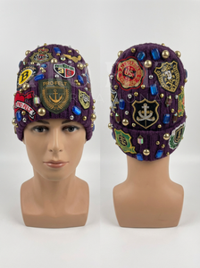 Bonnet en tricot premium orné de strass, chapeau d'hiver avec badges brodés, style jacquard chaud et tendance, bonnet streetwear - Product Image 5