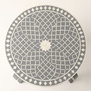 High Selling Luxury <b>grey</b> Bedside Table with Bone Inlay Design Traditional Home Furniture for Bedroom Living Room Designed India - Product Image 3