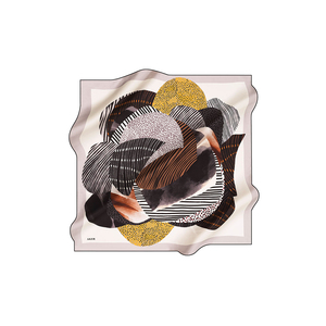 90x90 <b>Square</b> <b>Silk</b> Crepe Satin <b>Scarf</b> in Colorful Design - Product Image 1