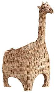 Panier de rangement en rotin naturel fait à la main en forme de girafe pour la chambre d'enfant, la décoration de la crèche et l'organisation de la maison - Product Image 2