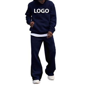 Custom Logo Heavyweight Baggy Tracksuits Unisex Sweat suit <b>Set</b> High Quality Autumn Winter Solid Hoodie <b>Sweatpants</b> <b>Set</b> Men - Product Image 1
