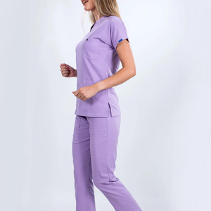 Vente en gros Logo personnalisé Écologique Respirant & Lavable à manches courtes Ensembles de gommage pour l'hôpital pour les femmes Infirmière Uniformes - Product Image 5