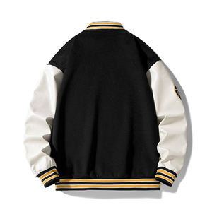 Hiver Capuche Respirant Coupe-vent Mots Brodés Coton/Polyester Baseball College Jacket Patchwork Campus Uniform Varsity - Product Image 4