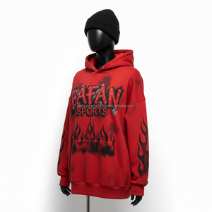 Alta calidad 320 GSM mujer Sudadera con capucha algodón polar tela Rojo Negro Tie Dye llama gráfico logotipo personalizado estilo mujeres básicas sudaderas con capucha - Product Image 4