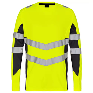 Chemise de sécurité jaune haute visibilité à manches longues pour hommes, vêtements de travail réfléchissants en polyester, modèle 2026 - Product Image 4