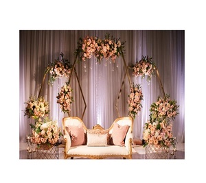 Toile de fond de mariage de qualité supérieure en fer couleur or au design attrayant, forme personnalisée pour une utilisation en extérieur et en intérieur - Product Image 5