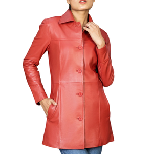 Chaqueta de piel de oveja auténtica personalizada para mujer de invierno con decoración de botones, abrigo de manga larga de nueva moda - Product Image 5