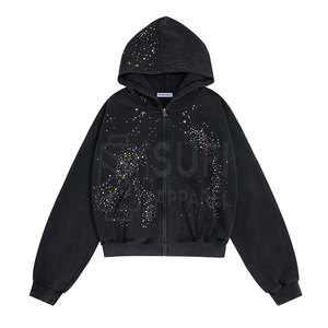 เสื้อฮู้ดลายคริสตัลประดับเพชรเทียมสำหรับผู้ชาย ผ้าฝ้าย 100% สวมใส่สบาย - Product Image 1