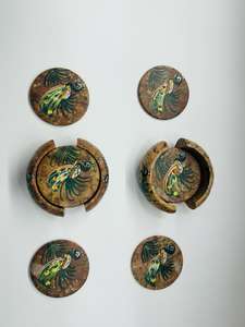 2024 de nouveau Design caboteur fait à la main en marbre naturel stéatite paon peinture travail caboteur avec support pour Table à manger - Product Image 2