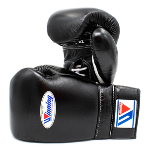 Precio al por mayor Guantes de boxeo ganadores negros hechos a medida 100% Guantes de boxeo ganadores de competición de Kickboxing MMA de cuero original - Product Image 1