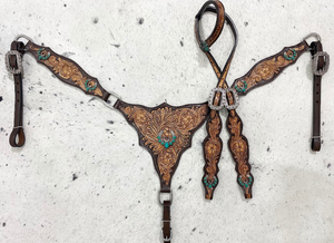 Customized Horse Accessories Leather Headstall With Breastplate for Horse Riding Use Western Designer Headstall - Product Image 5