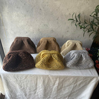 Belle Cooper couleur fait à la main soirée tricot pochette métallique pochette plage mariage raphia petite pochette sac à main