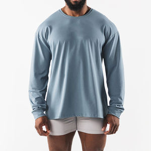 95 Algodón 5 Spandex Quick Dry Fit Gym Alta calidad Manga larga Deportes Oversize Mock Neck Screen Print Camiseta personalizada para hombres - Product Image 5