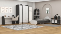 Escritorio de estudio Hope de aglomerado de 18mm de Venta caliente del fabricante turco, diseño moderno con banda de borde gris para dormitorio o escuela