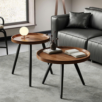 Table basse ronde en noyer massif pour salon et coin canapé |   Fabricant de tables basses OEM |   Fournisseur d'articles d'hôtellerie en bois massif
