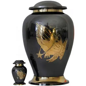 Garden decor Metal Black ashes Memorial Urn funeral suppliers cheap cremation urns antique cremation urn