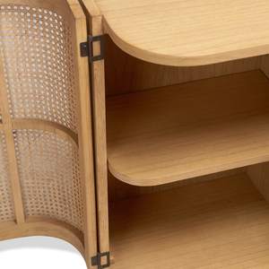 วอลนัท Credenza พร้อมหวายทอและผิวเรียบเนียนเหมาะสำหรับการรับประทานอาหารที่ทันสมัยหรือการตกแต่งภายในเลานจ์ - Product Image 5