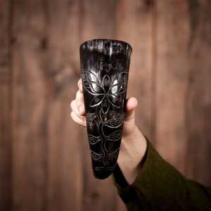 Taza de Ángel de estilo guerrero vikingo Medieval, jarra de doble ASA, cuerno, diseño de Calavera, taza de cerveza, artesanías naturales, Vasos - Product Image 2