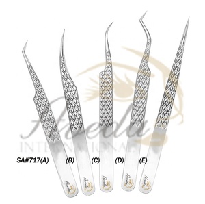 Pinzas para pestañas de acero inoxidable, Punta puntiaguda, agarre de diamante plateado, precio al por mayor, pinzas de extensión de volumen - Product Image 2