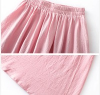 Femmes coton lin a-ligne jupes mi-longues élastique taille haute noir blanc bleu marine rose jupe été solide décontracté Vintage jupe