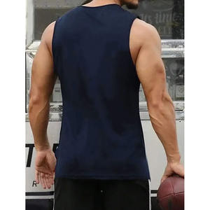 เสื้อกั๊กผู้ชายคอกลมสีล้วนพิมพ์ลายกราฟิกพระอาทิตย์ตกดินเสื้อแขนกุดใส่สบายสำหรับใส่ไปยิมเล่นกีฬาออกกำลังกายในฤดูร้อน - Product Image 2