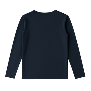 Women Navy <b>Blue</b> Long Sleeve V Neck T Shirt 100% Luxury Organic Cotton Pre Shrunk GOTS Certified Premium Soft Classic Fit Tee - Product Image 2