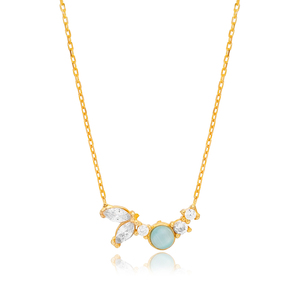 Pierre de topaze bleue avec pendentif à breloque en pierre de Zircon turc fait à la main vente en gros collier en argent Sterling 925 bijoux - Product Image 1