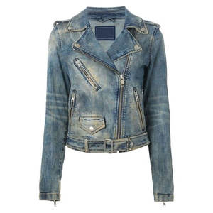 Veste bomber en jean pour femme, style coréen, patchwork vintage, effet usé, matelassée, design ample, look unique, rembourrage en coton - Product Image 3