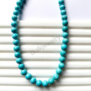 Collar de Cuentas de Turquesa de 4 mm, Joyería de Piedras Preciosas Azules, Gargantilla Hecha a Mano, Regalo Boho para Ella, Collar de Piedras Curativas, Joyería Navideña - Product Image 3