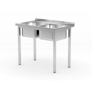โต๊ะครัว 2 หลุมล้างจาน HENDI 1000x600x(H)850 มม. แบบยึดด้วยสลักเกลียว - Product Image 1