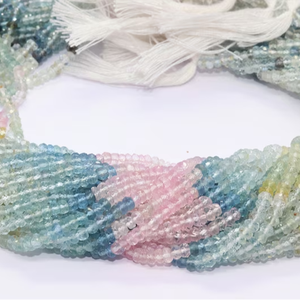 Cuentas Rondelle facetadas de Aguamarina múltiple Natural para la fabricación de joyas 4mm hermosas hebras de cuentas Rondelles de Aguamarina 13 pulgadas - Product Image 2