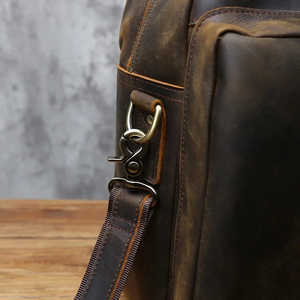 Cowhide Leather Laptop Messenger Durable Protective Portable Classic Shoulder Bag Large Capacity Office Use - Product Image 4