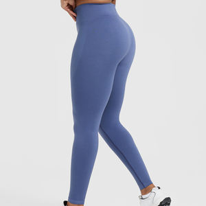 Leggings de Yoga sans couture taille haute pour femmes Spandex Nylon Fitness équipement d'entraînement Push-Up Leggings tricotés respirant pour l'été - Product Image 2