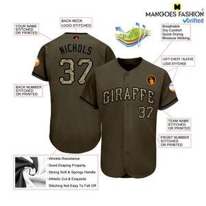 Vêtements de sport Sublimation Impression Logo Brodé Maillot de baseball boutonné Logo personnalisé Vente entière - Product Image 4