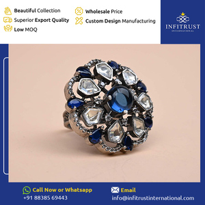 Anillos personalizados de moissanita hechos a mano de Plata de Ley 925 oxidada para mujer de los mejores proveedores indios a la venta - Product Image 2