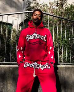 Venta al por mayor de lujo logotipo personalizado de impresión de algodón chándal para hombre Sudadera con capucha y Jogger 2 piezas deportes conjunto Unisex - Product Image 1