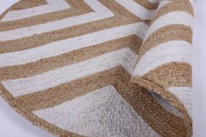 Alfombra Redonda de Yute a Rayas, Tejida a Mano con Fibra Natural, Hecha a Máquina, Ecológica, Reversible y Sostenible - Product Image 5