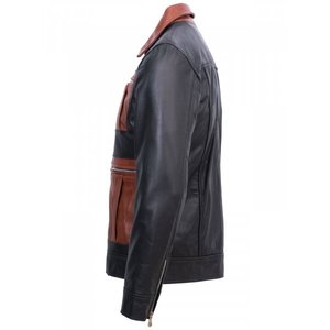 Veste en cuir véritable vintage pour hommes, vêtement d'extérieur slim fit en cuir de vachette de style bomber de moto avec doublure douce - Product Image 3