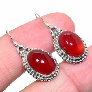 925สเตอร์ลิงเงิน Carnelian พลอยต่างหูเครื่องประดับทำด้วยมือเงินสไตล์ Boho เครื่องประดับสำหรับผู้หญิงของขวัญแต่งงาน - Product Image 1
