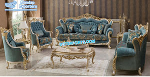 Ensemble de canapés 7 places Royal Mansion Villa Drawing Room Canapé en forme de L sculpté à la main de luxe Ensemble de canapés en forme de L sculpté à la main de luxe - Product Image 3