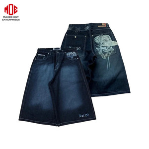 Jorts en denim uni pour hommes, short au genou style High Street, taille élastique 100% coton, mode hip hop personnalisée, fabricant OEM - Product Image 3