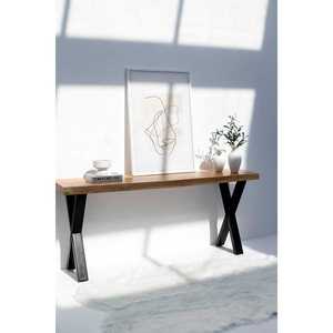 Table console en acacia clair avec pieds en métal (4 tailles) - Product Image 4