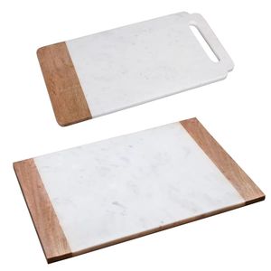 Planche à découper ronde en marbre pierre naturelle bord en laiton planche à découper moderne en marbre fromage blocs à découper - Product Image 2