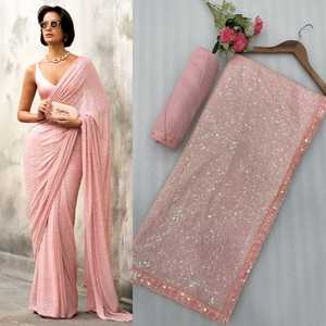 Bollywood Design Faux Georgette Avec Paillettes Broderie Saree Femme Fabricant De Mode De L'Inde À Des Taux Pas Cher - Product Image 2