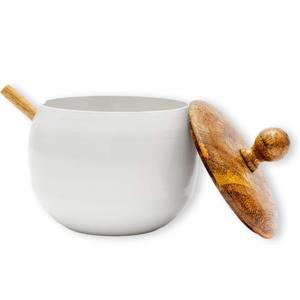 โถไม้มะม่วงพร้อมฝาปิดและช้อนทำจากไม้เนื้ออ่อนสลักด้วยเลเซอร์ภาชนะใส่เครื่องเทศแบบชนบท - Product Image 6