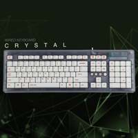 Keyboard Kristal Rubah Arktik Transparan Baru, Kabel USB 2.0, Ukuran Penuh 108-Tombol, Membran PBT, Optik Anti-Ghosting, Non-Programmable, Plastik