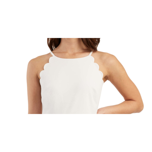 BCX Mini Abito Bianco da Donna con Dettaglio a Festoni, Stile Casual/Elegante, Vita Naturale, Traspirante, Lunghezza al Ginocchio, Taglia Unica (XL Incluso) - Product Image 4