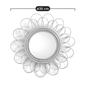 ¡PRODUCTO NUEVO! Tienphong venta al por mayor 2025 Boho Nogu 36cm diámetro ratán doble flor Espejo, decoración de pared natural rústica - Product Image 6