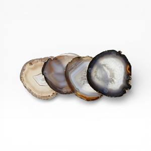 Ensemble de dessous-de-verre en agate rose pâle, gris et lavande avec bordure dorée pour un style élégant et luxueux de la maison et du bureau - Product Image 6